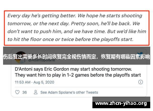 伤后复出需要多长时间恢复完全视伤情而定，恢复期有哪些因素影响