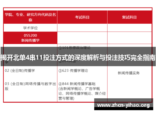 揭开北单4串11投注方式的深度解析与投注技巧完全指南